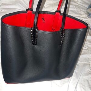 Christian Louboutin Black and Red Structured Tote